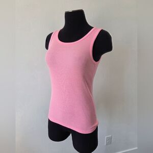 Neon Pink Ribbed Tank Top Girls XL 14-16 Y2K 90s Coquette Girly Cutesy Lolita